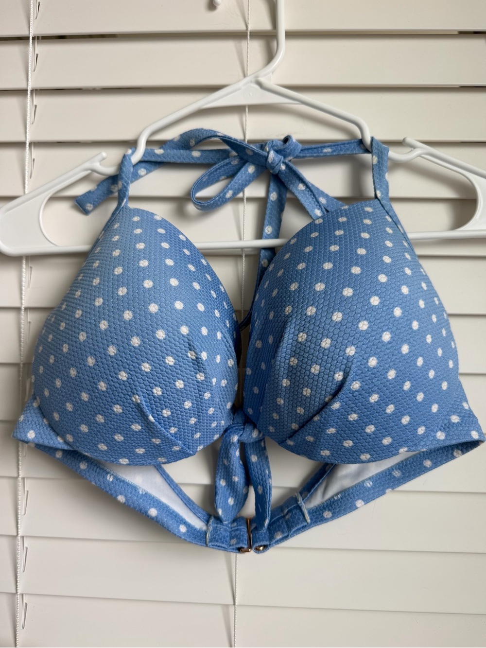 36DD Shade & Shore Blue and White Polka Dot Bikini Top